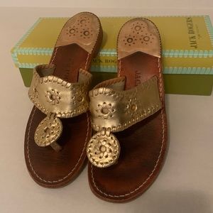 Gold Jack Rogers Palm Beach Navajo Sandal. Size 7